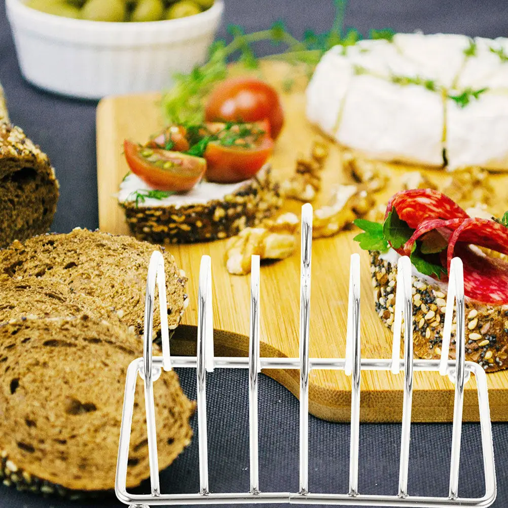 

2Pcs Stainless Steel Bread Rack Toast Stand with Smooth Finish Rustproof Toast Storage Holder Tabletop Kitchen Accessory