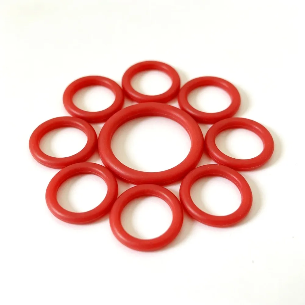 Food Grade Red VMQ Silicone O Ring Kit 250Pcs OD4-10mm Non-Toxic High Temp Waterproof Gaskets for Home & Industrial Equipment