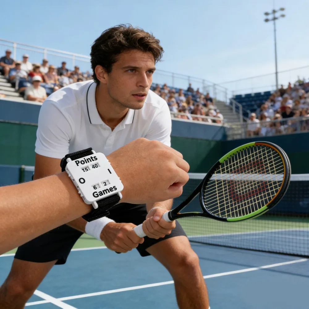Adjustable Elastic Strap Wrist Score Counter No Battery Required Portable Mechanical Wrist Scorekeeper Lightweight Black White