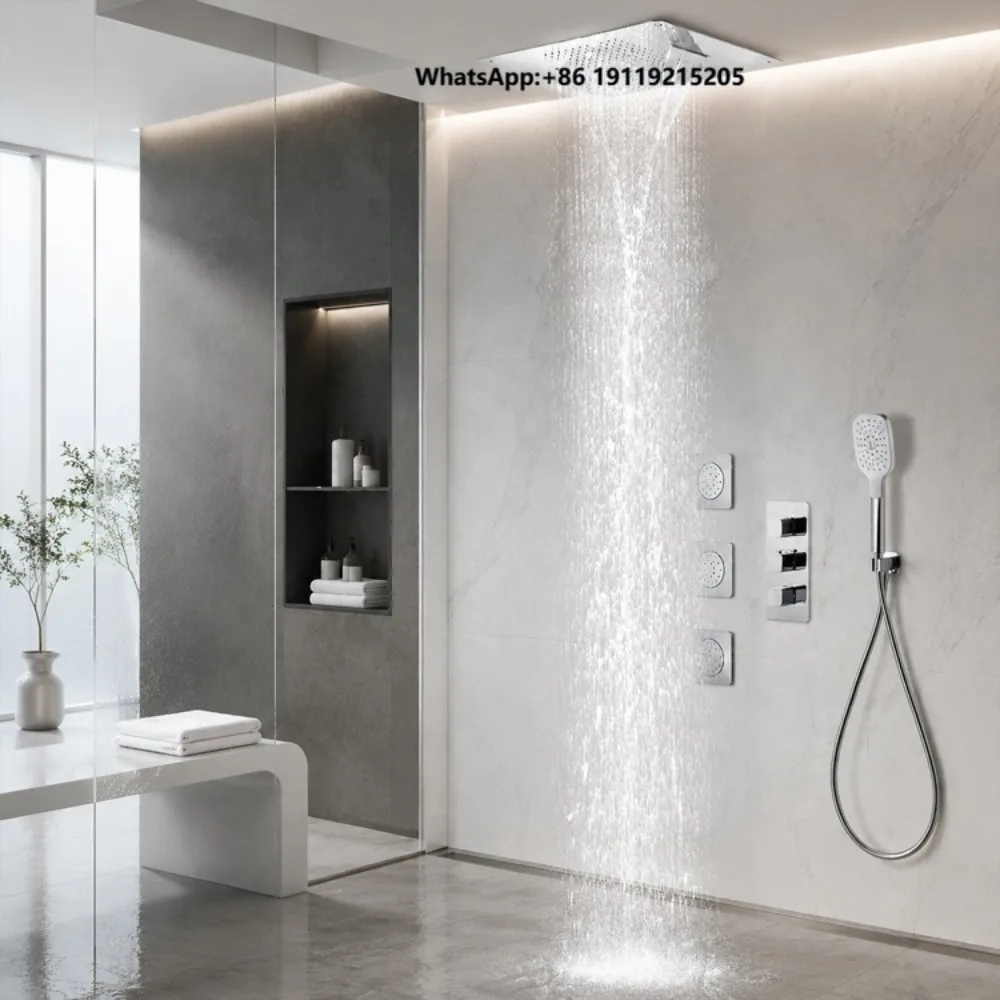 Luxury Thermostatic Shower Mixer Ceiling Shower Set with Jet Spray