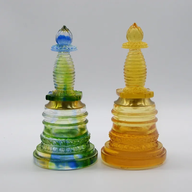Glazed Ceramic Buddhist Stupa Pagoda Ornament Traditional Religious Home Decor Gift Wholesale Glaze Finish Tower Statue