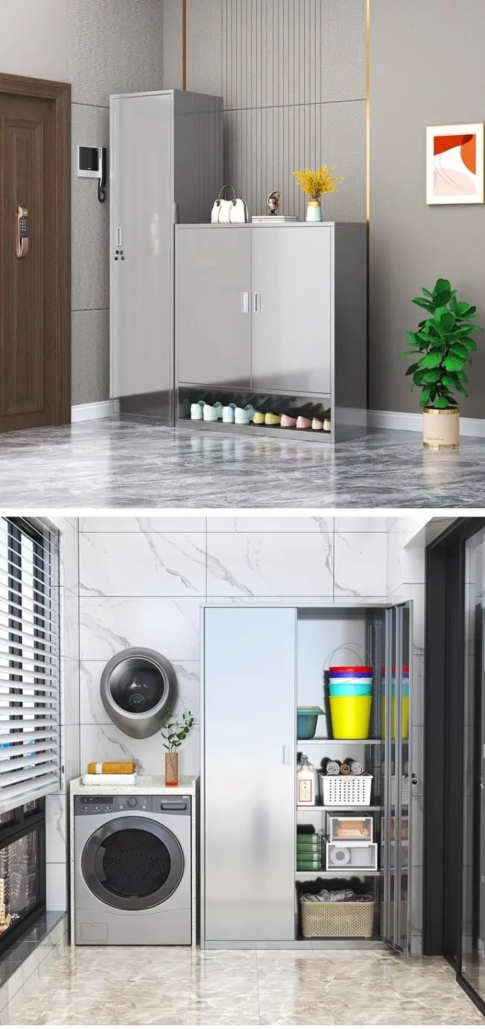 Stainless steel shoe cabinet door, large-capacity storage for home sun protection and rust protection