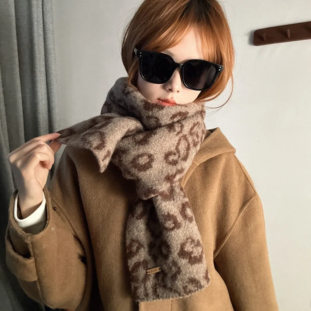 

Модный легкий шарф с леопардовым принтом, корейский стиль, ветрозащитный шарф из искусственной шерсти, кашемировая смесь, теплая зимняя шаль унисекс