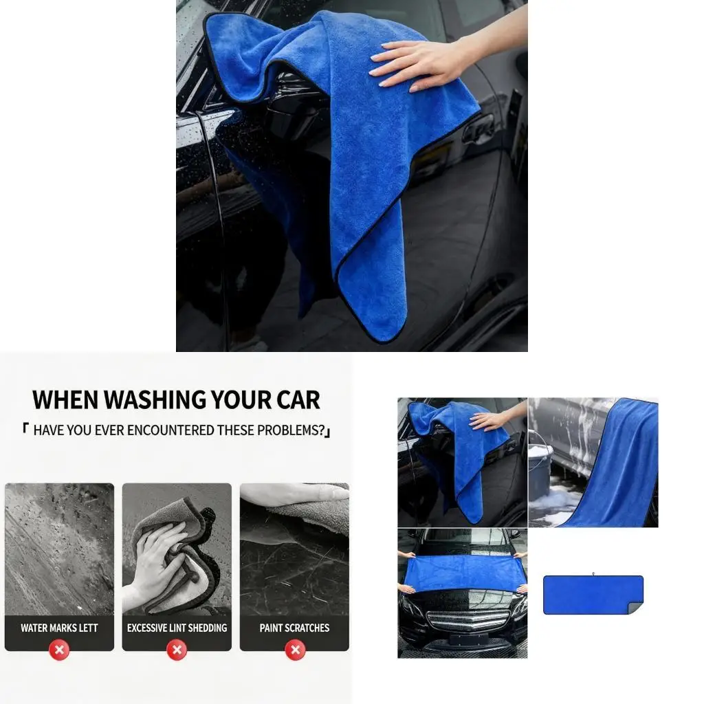 Thickened 2 Side Car Cleaning Towel Quick Dry Scratch Proof Lintless Fabric for Vehicles Window Furniture