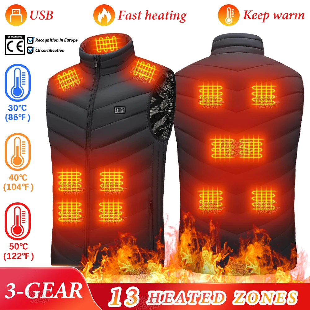 13Areas Self Heated jacket Heating Vest Men\'s Thermal Women\'s USB Heated Vest Warm Clothing Ski Camping Washable Winter Man