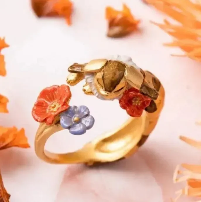 Enamel Glue Craft Cute Squirrel Dido Ring Cute and Sweet Open Ring Light Luxury Index Finger Decoration