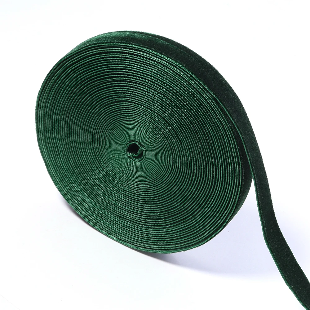 5–10 Yards/Rolle dunkelgrüne Samtbänder, einseitiges Beflockungsgurtband für Weihnachtsfeier, DIY, handgefertigte Geschenkverpackung, Dekoration – Detail 10