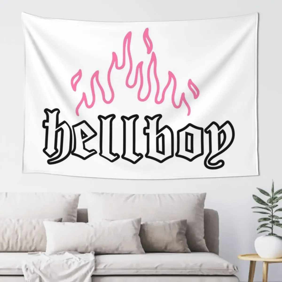 Hellboy Flames Pink Tapestry Art Mural Aesthetic Room Decor Tapete For The Wall Decoration Bedroom Tapestry