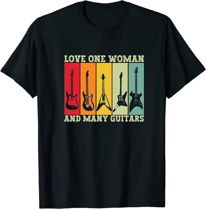 Just Love One Woman And Many Guitars Gift Classic T-Shirt Anime Pattern Summer Clothing