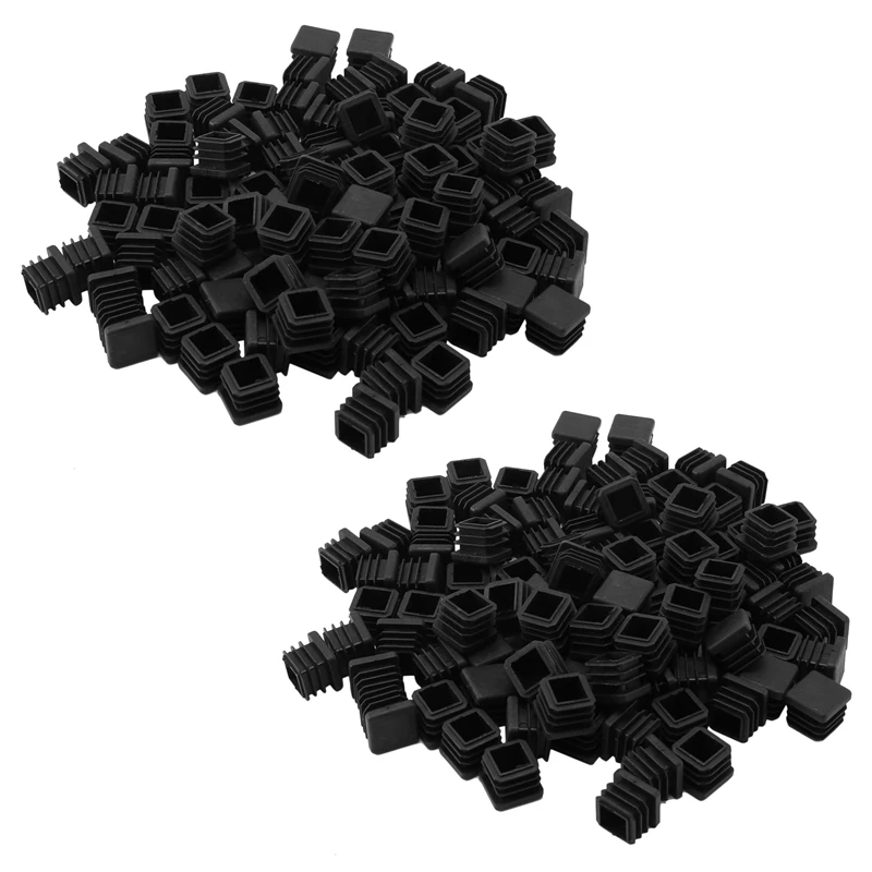 200Pcs Plastic Square Tube Inserts End Blanking Caps 20Mm X 20Mm Black