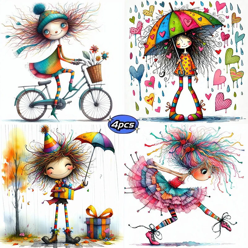 4 different sets of cute cartoon pattern diamond painting sets, randomly selected 1 piece or a set of 4 pieces, available in var