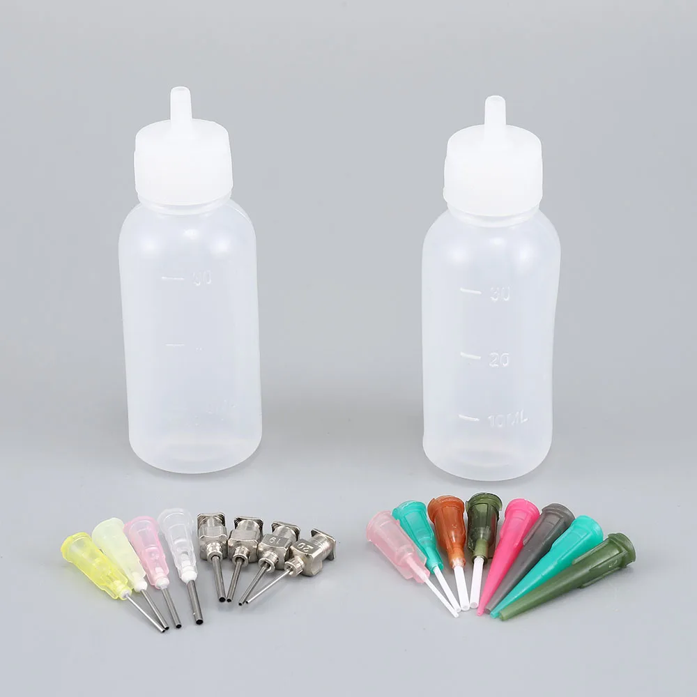 2 Bottles 16 Nozzles Henna Applicator Bottles Kit for Stencil Tattoo Painting Body Paint Multi Purpose Precision Applicator Set