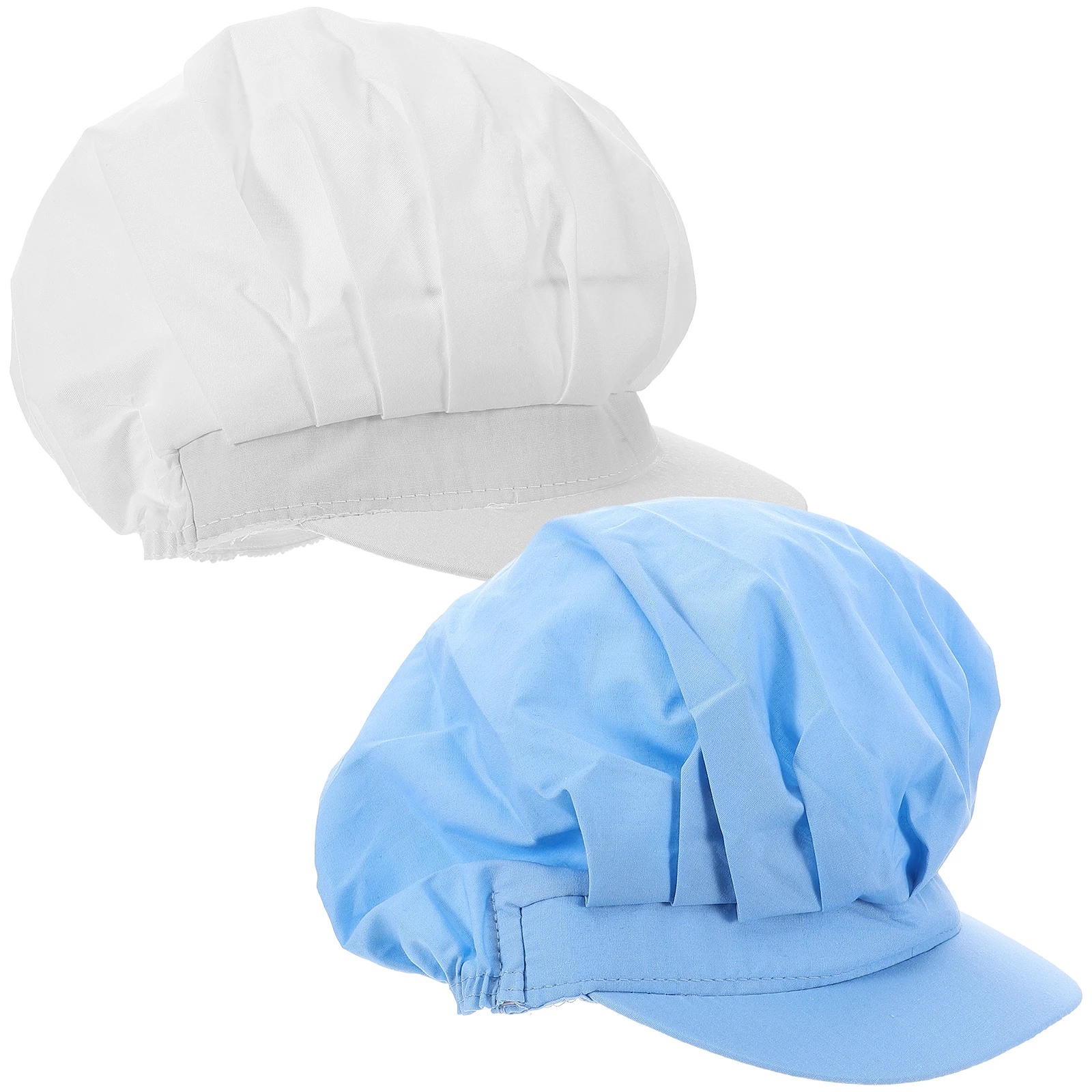 

2pcs Chef Women Cap Dust Proof Kitchen Restaurant Cleaning Service Polyester Cotton Elastic Work Hats For