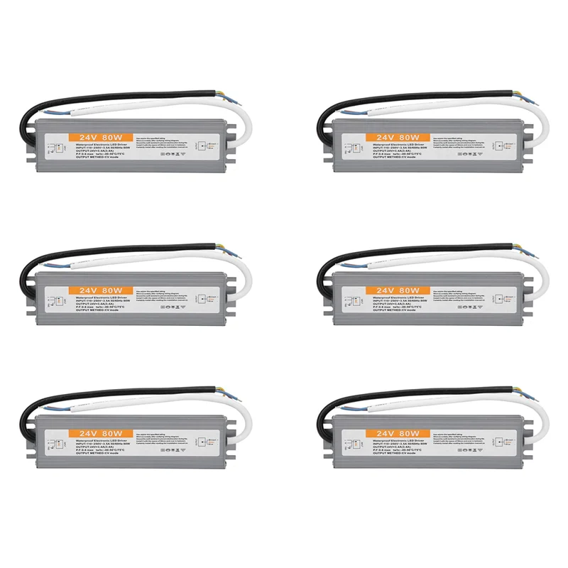 ABYP 6X LED سائق التيار الكهربائي محول IP68 في الهواء الطلق مقاوم للماء DC24V 80 واط رقيقة جدا تبديل سائق