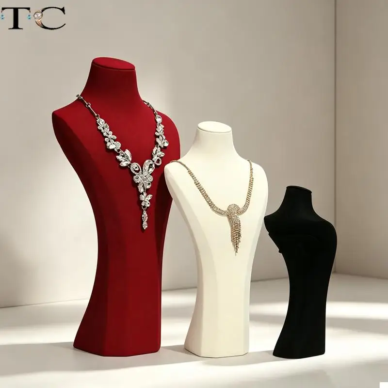 Luxurious Microfiber Jewelry Display Stands Necklace Display Mannequins in Various Sizes and Colors for Storefront Displays