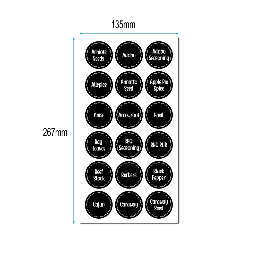 Etichette per barattoli di spezie da 144 pezzi adesivi in PVC ingredienti per dispensa nome contenitore organizzazione autoadesiva