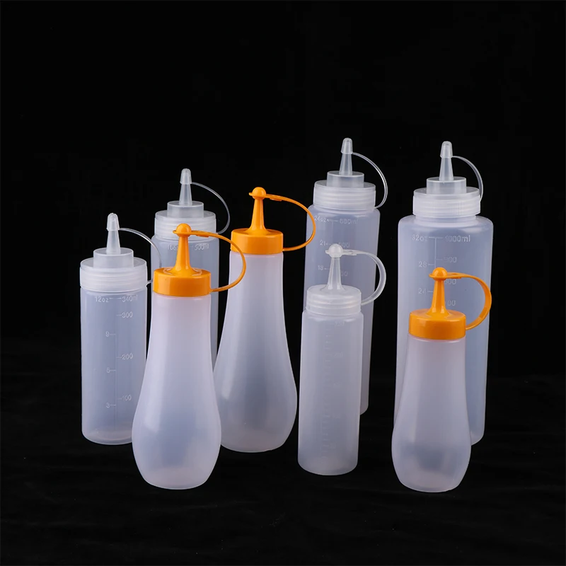 New！250-1000ml Condiment Squeeze Bottle Ketchup Mustard Salad BBQ Sauces Olive Oil Dispenser Seasoning Bottles Kitchen Gadgets