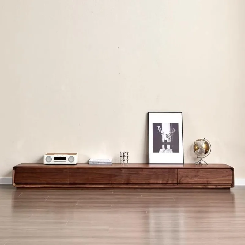 TV cabinet solid wood Nordic simple modern small apartment living room floor black walnut white oak log