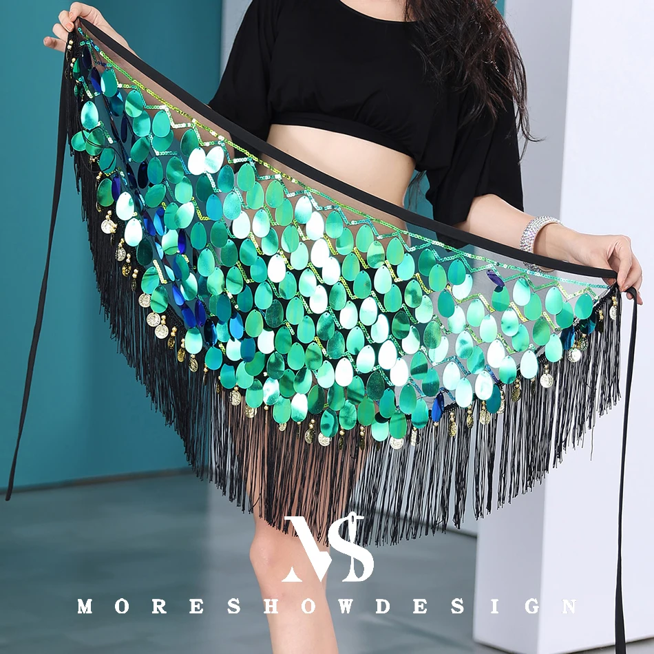 الرقص الشرقي وشاح الورك للنساء مثير شرابة الترتر الورك الخصر حزام على شكل سلسلة مرحلة الأداء الزي الرقص الشرقي اكسسوارات