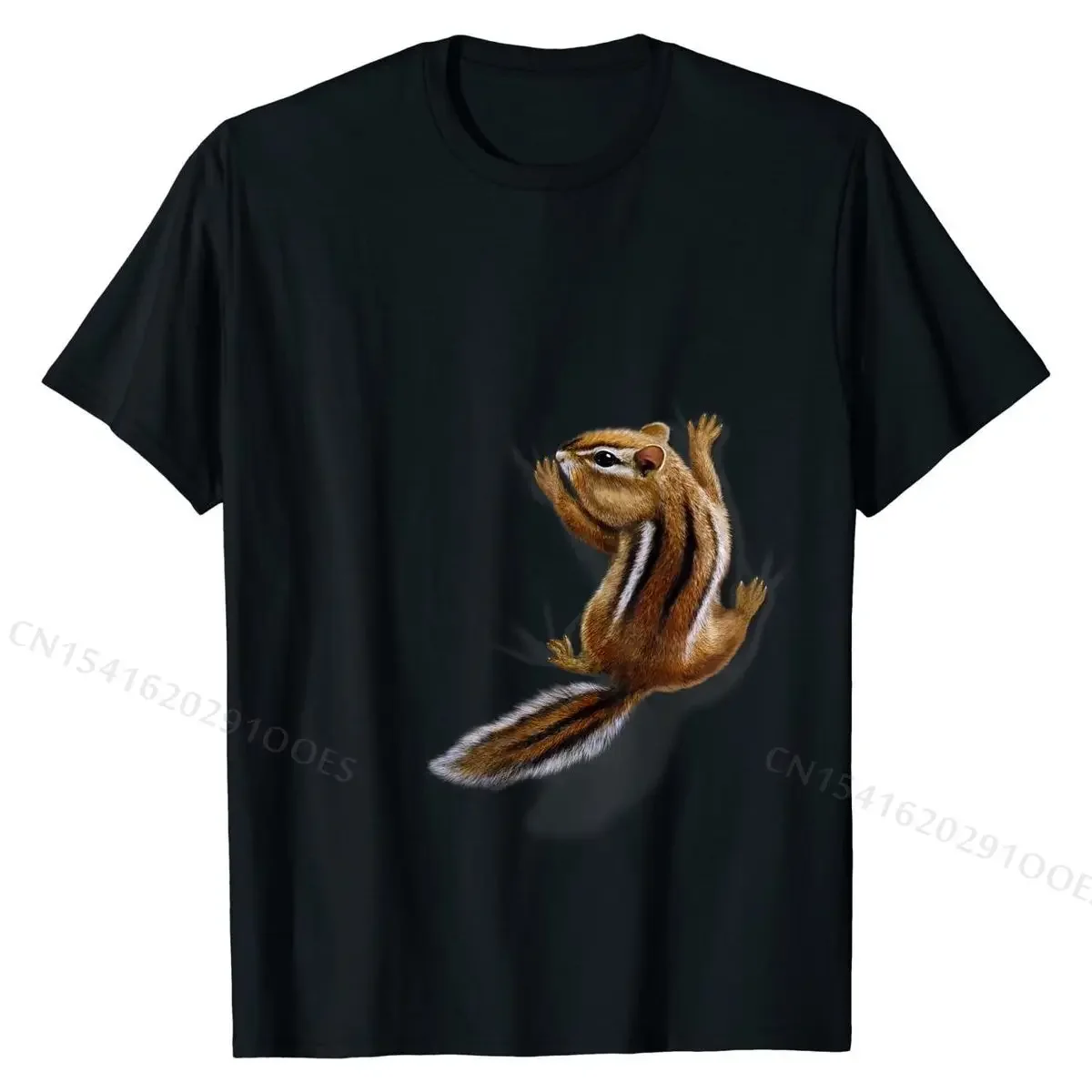 Squirrel Climbing , Playful Chipmunk T-Shirt Funny Men's Top T-shirts Cotton Tops Tees Custom