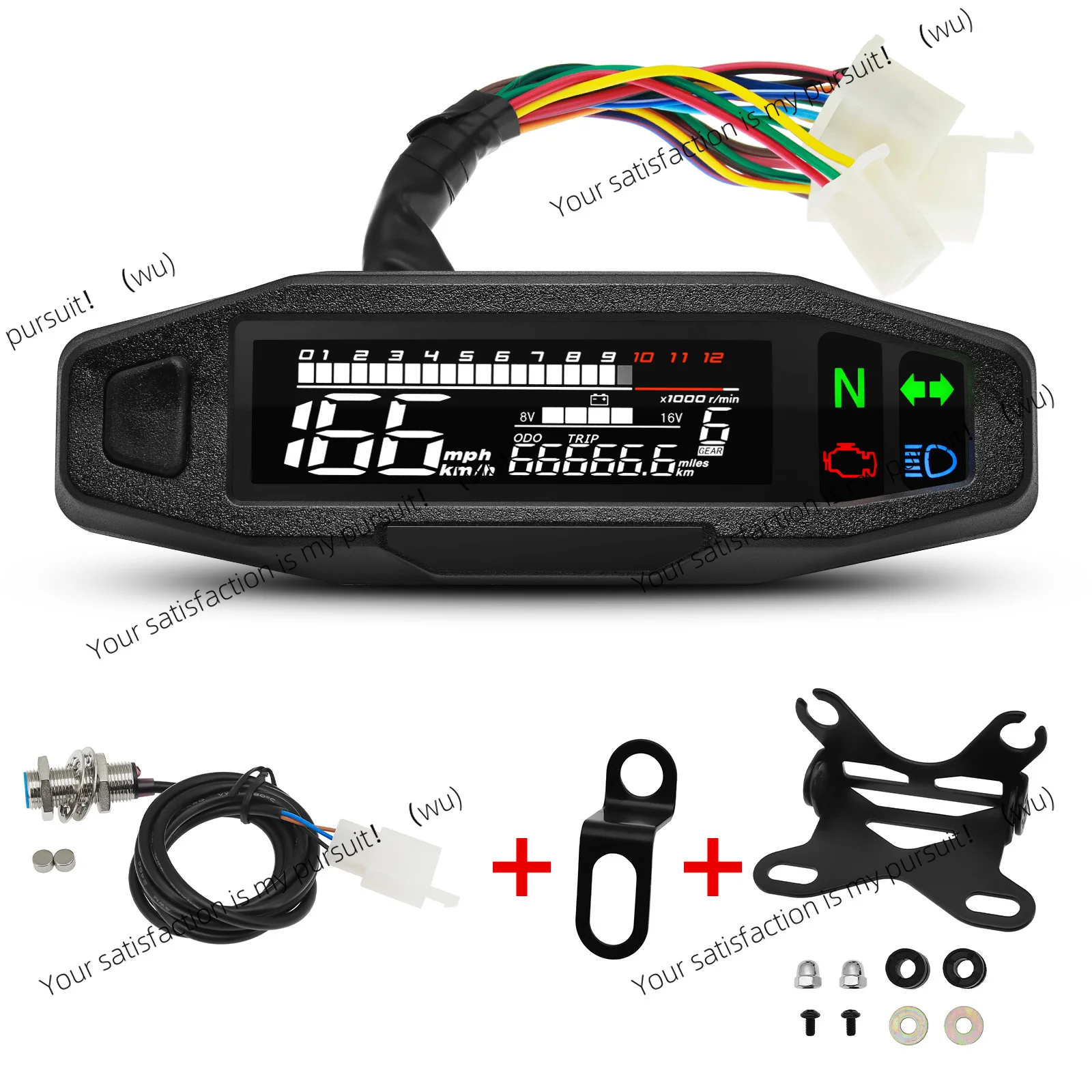 

Мотоциклетный цифровой универсальный глобальный тахометр с системой позиционирования км/ч с рулевым светом, напряжение масла, тахометр
