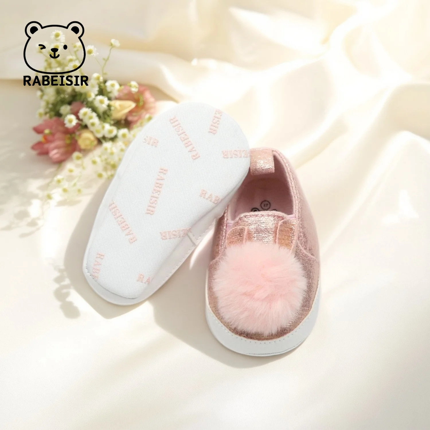 أحذية طفلة صغيرة لطيف الفراء الكرة مطرزة أحذية أطفال مسطحة تصميم شكل أرنب #6