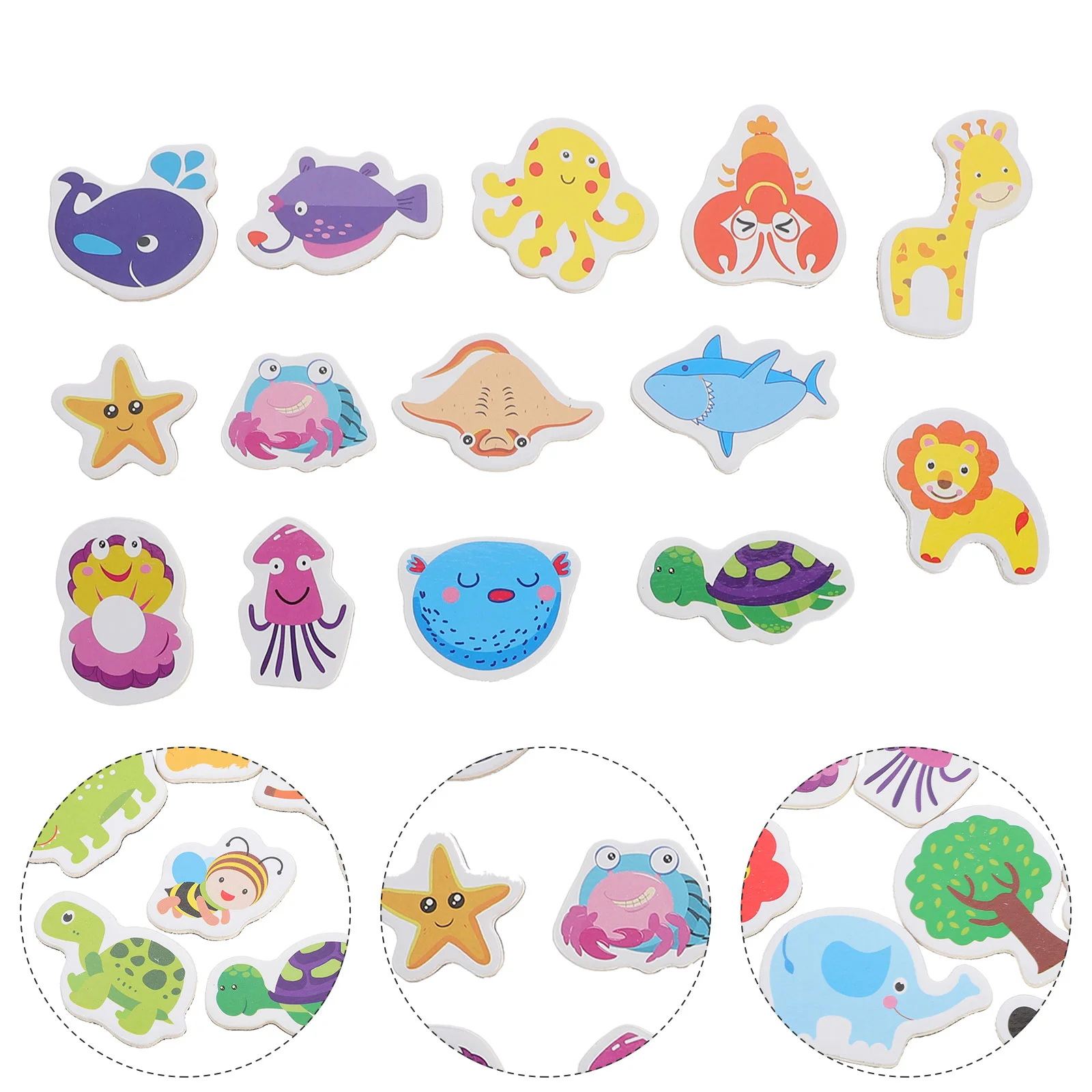 24 Pcs Animal Stickers for Kids Baby Toys Fridge Magnet Ocean Animals Magnets Puzzle Gifts Cartoon Toddlers Office