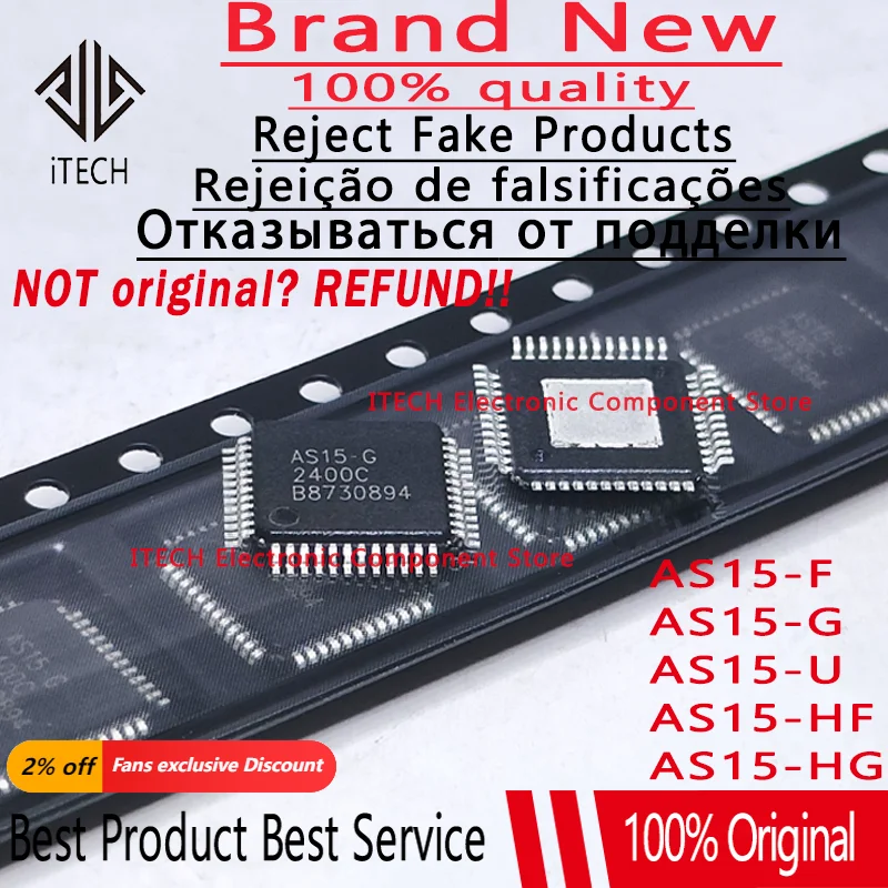 10pcs/lot Original AS15-F AS15-G AS15 F AS15 G QFP-48 Chipset 100% New Genuine Good Quality
