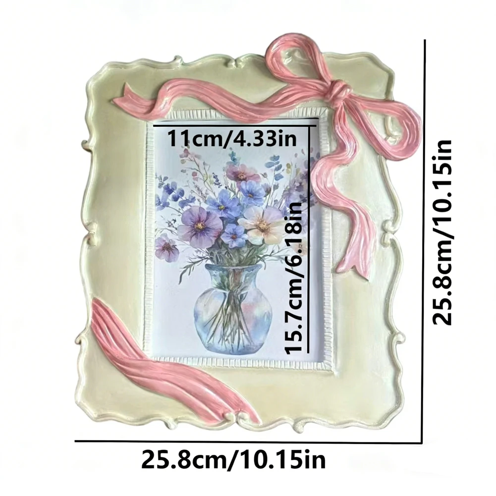 For Photos For Pictures Cute Bow Resin Photo Frame Wedding Decor Pink Contemporary Artwork Showcase Photo Frame