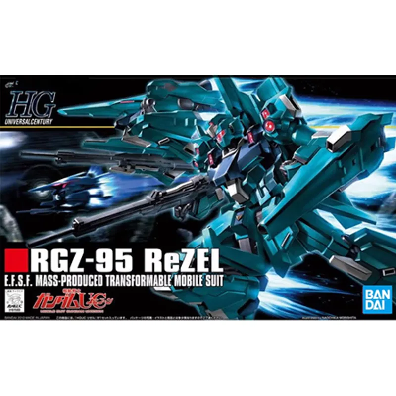 BANDAI Anime HG 1/144 RGZ-95 REZEL GUNDAM New Mobile Report Gundam Assembly Plastic Model Kit Action Toys for Boys Figures Gift