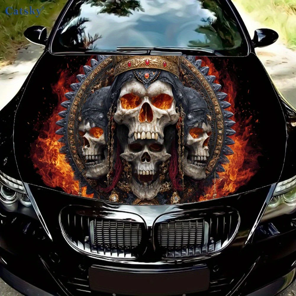 

Magical Skull Pattern car hood stickers, waterproof self-adhesive, scratch resistant, easy to stick, durable car PVC stickers, c
