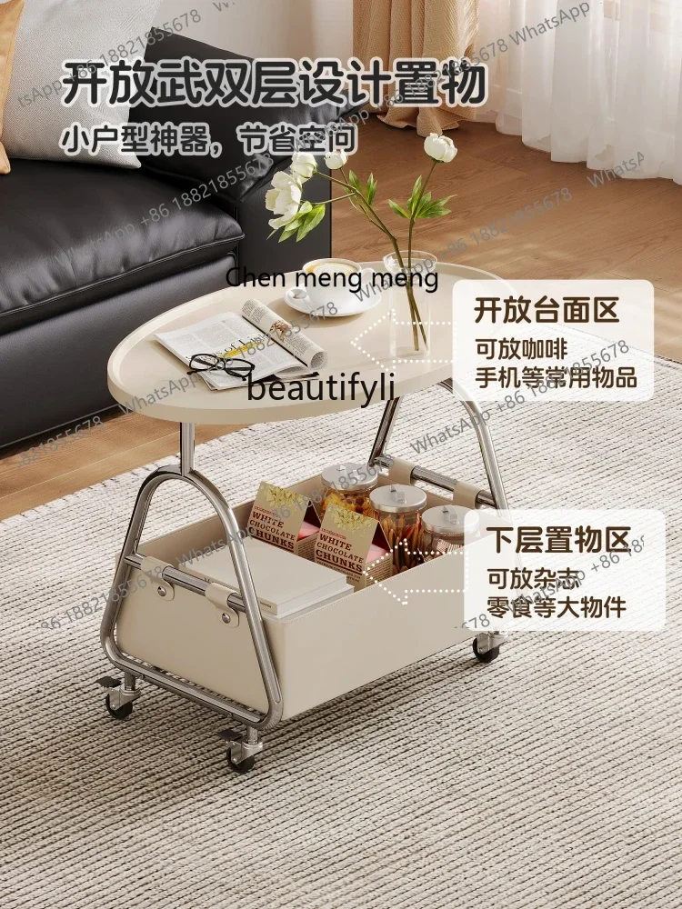 CC182Living room sofa side table removable coffee table light luxury high-end creative bedside side cabinet, shelf R