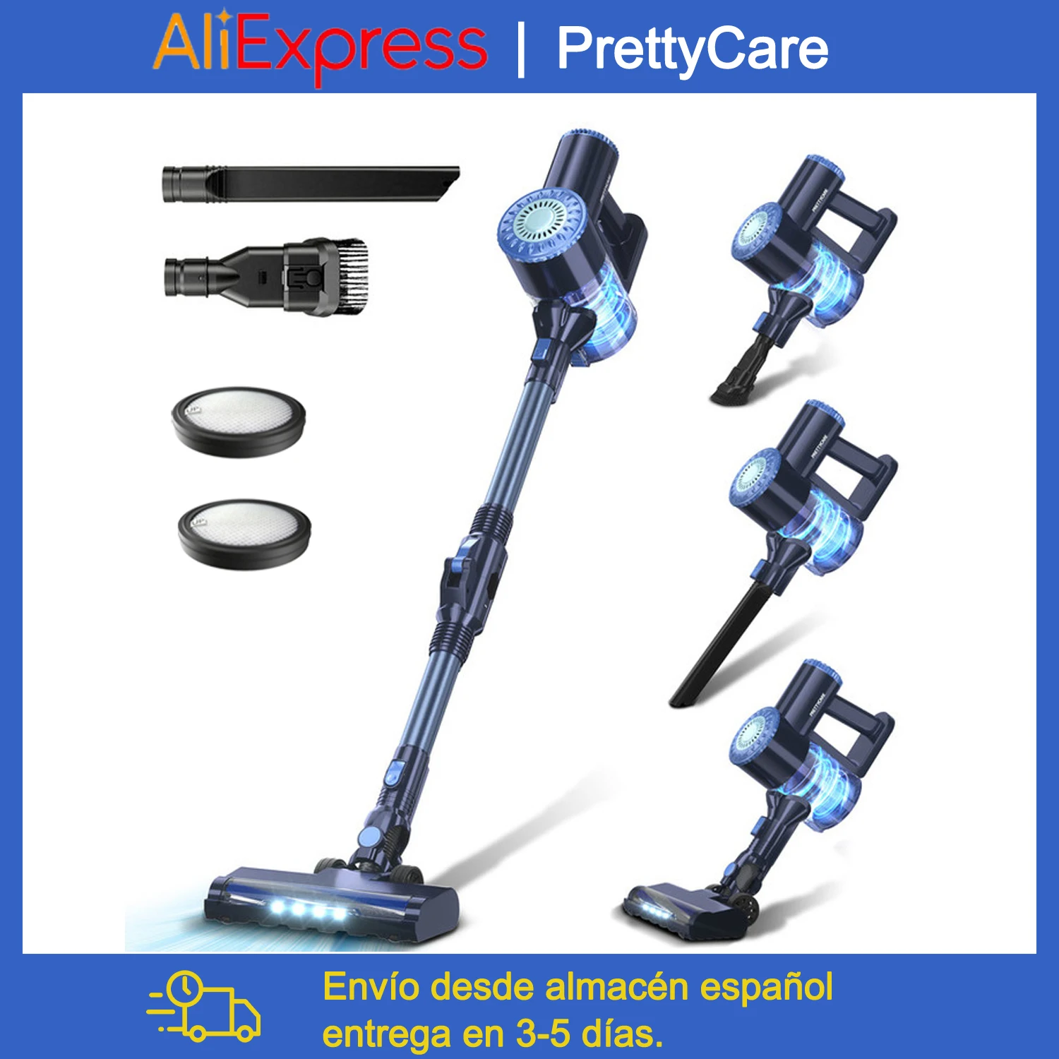 Aspirapolvere senza fili PrettyCare, potente aspirapolvere senza fili da 25KPA, autonomia di 40 minuti, batteria rimovibile, strato da 1,2 litri