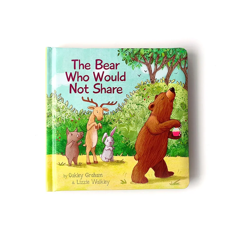 

Factory custom kids board book The Bear Who Would Not Share story books english early education book printing