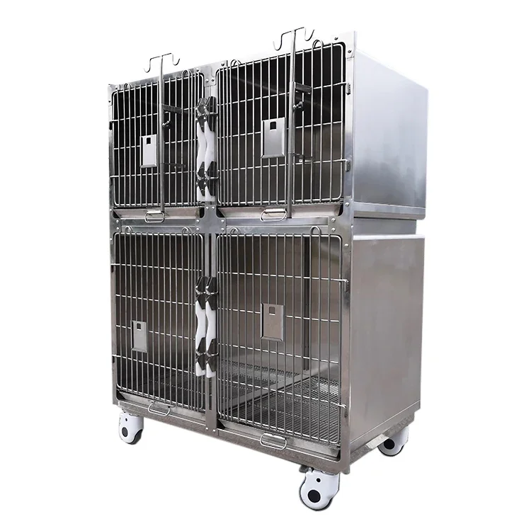 Pet Cage Stainless Steel Pet Cage Clinic Large Kennel Pet Cages, Carriers