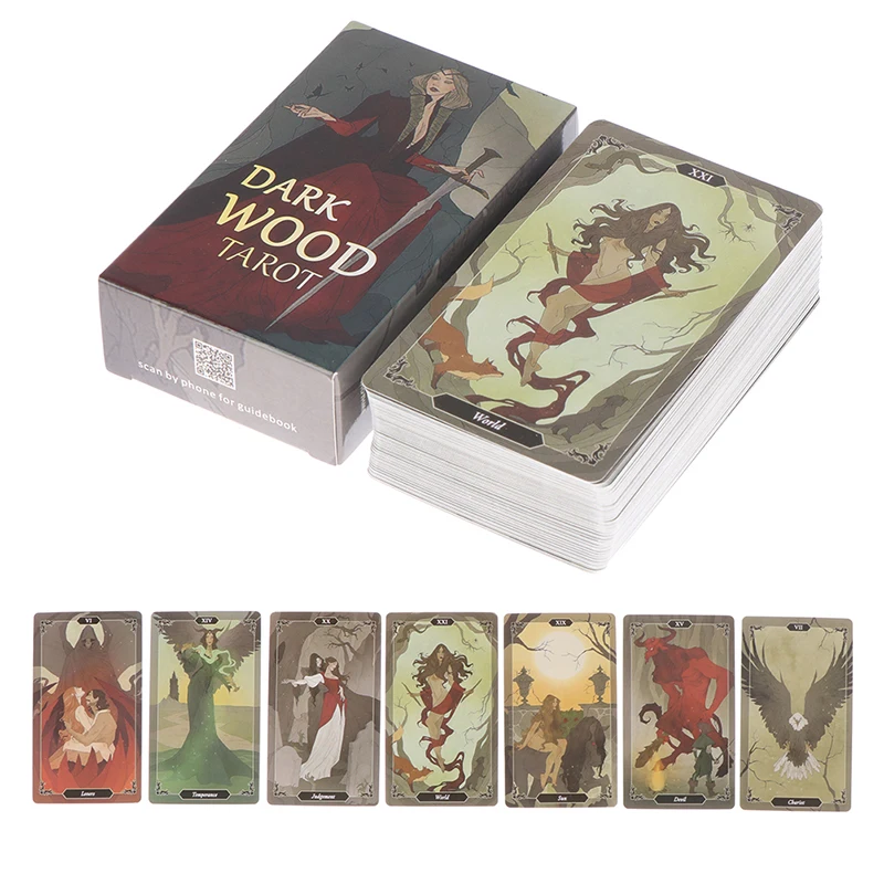 

78 Card/Box Dark Wood Tarot Cards Family Party Chess Card Game Fortune Telling Divination Oracle Leisure Table Game