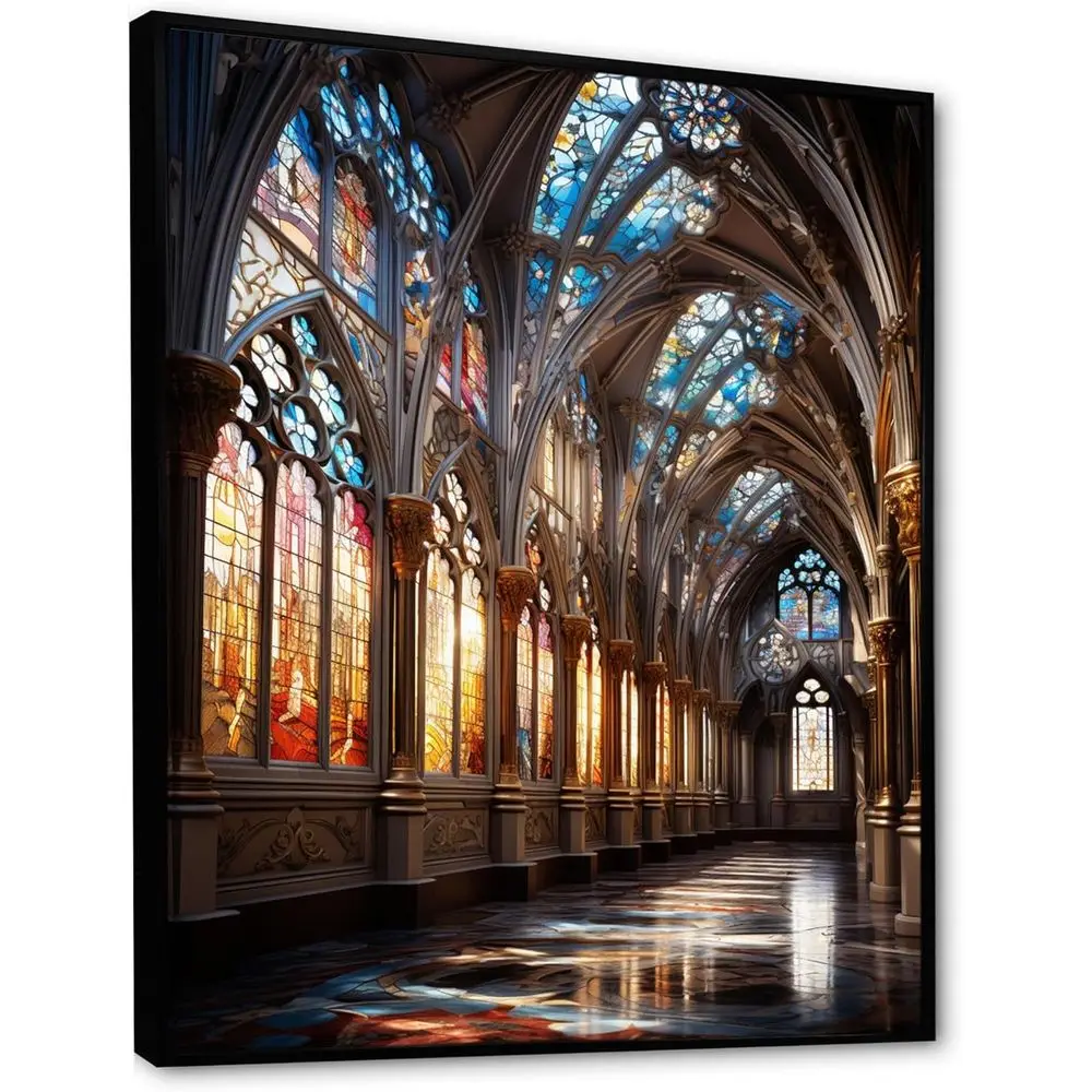 

Black Edition Wall Art Decor, Church Wall Art, Stained Glass Window Decor, Large Traditional Canvas Wall Art, 30x40 inches