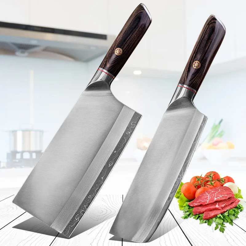 Cuchillo rebanador de acero de Damasco, cuchilla afilada para Chefs, navajas de cocina hechas a mano Nakiri, herramientas de cocina con mango de madera, 7 pulgadas