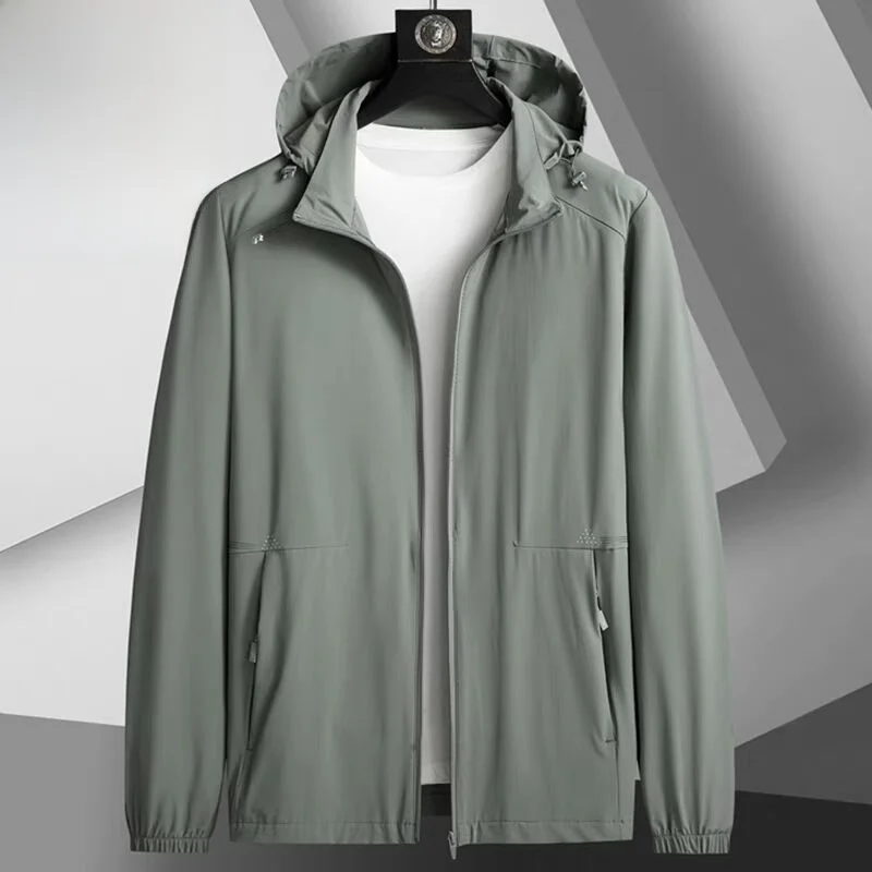 

Summer Men's Removable Cap Skin Clothes Large Size Ice Silk Casual Sun Protection Thin Outdoor Jaet Faion Urban Sle