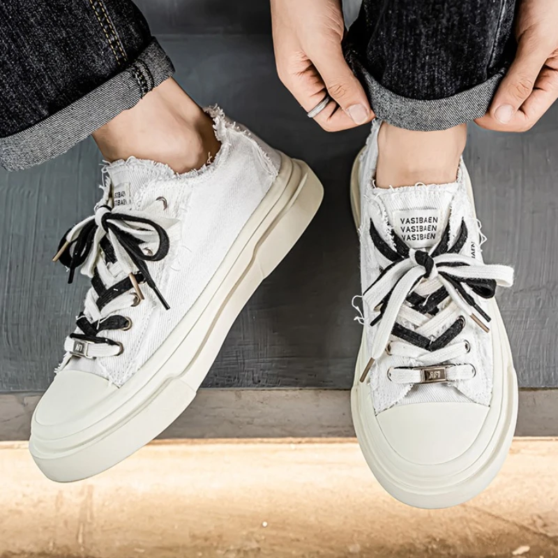 

Summer Niche Men's Retro Classic Versatile Color-blocked Brushed Breathable Canvas Vulcanized Fashionable Board Shoes