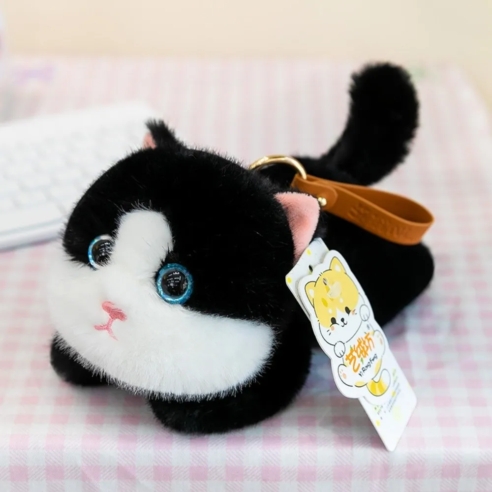 New Realistic Kitten Shape Cat Keychain Sitting Cat Furry Cat Pendant Lying Cat Cute Cat Bag Charm Backpack Accessories