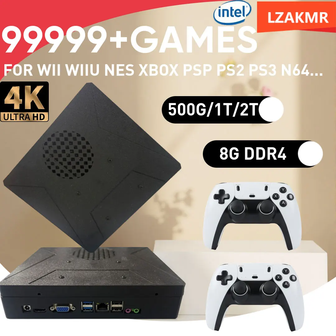 

LZAKMR S1 Retro Game Console Dual System Windows 11 2TB HDD 99999+ Games For Switch PS2 PS3 Wii SS GameCube Sega Saturn