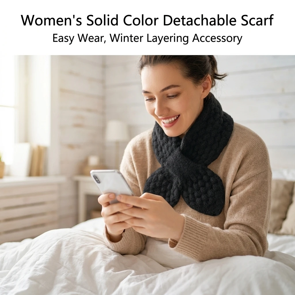 1pc False Collar Scarf Elegant Women's Neck Warmer No Tie Pull Through Wrap for Winter Coats Sweaters Daily Wear Soft