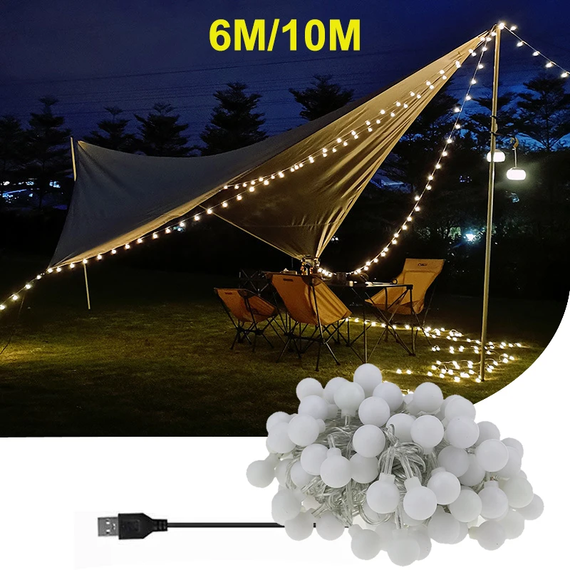 

3M/6M/10M Led Ball String Lights Outdoor Garland Globe Fairy Light Outdoor Waterproof LED Decoration Lights Christmas