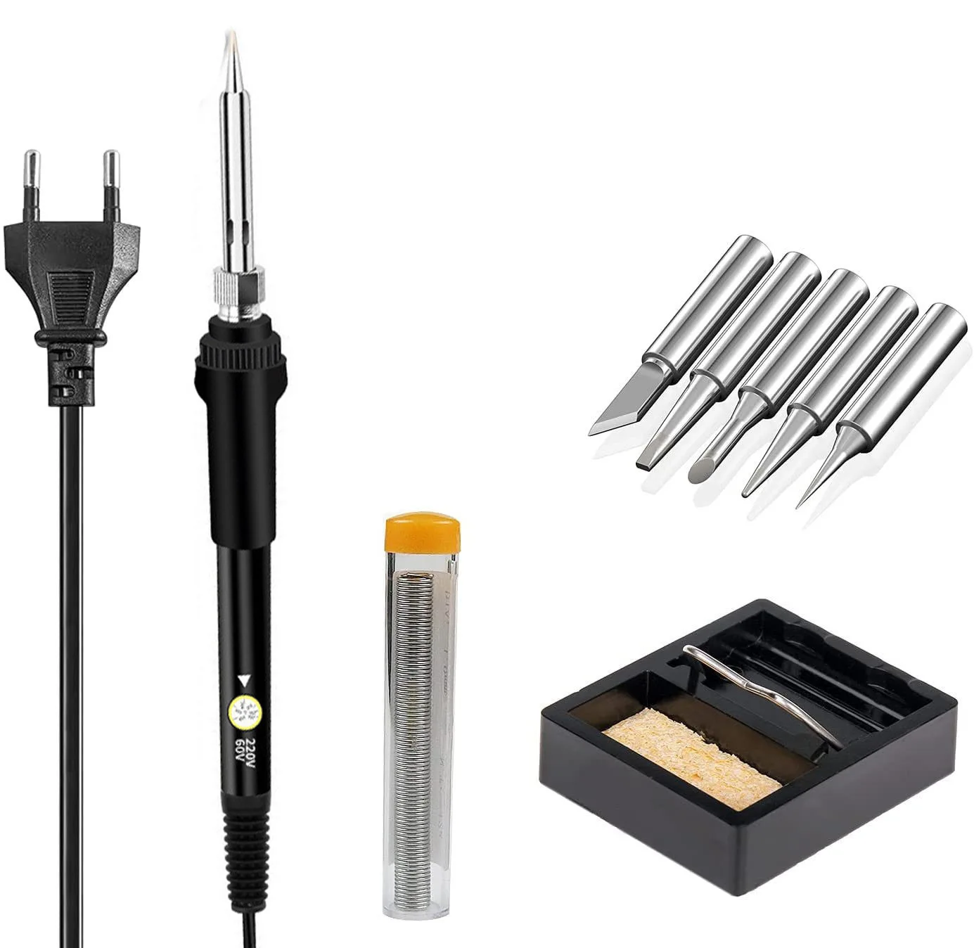 

4PCS Adjustable Temperature Electric Soldering Iron 220V 110V 60W Welding Solder Rework Station Heat Pencil Tips Repair Tools
