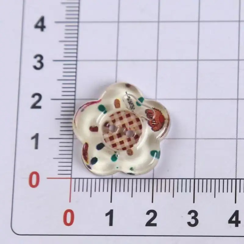 Through print flower button diy clothing shoes socks accessories mobile phone case patch hole shoes with hair clip hair