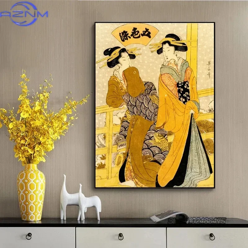 Vintage Japanese Geisha Woman Canvas Painting Posters and Prints Wall Art Modern Picture Mural Living Room Home Decor Cuadros