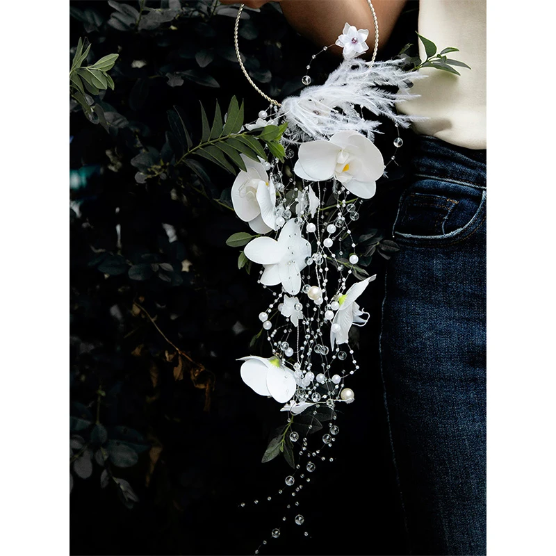 

Water dance B2829 Bride sweet super fairy atmosphere wedding beaded waterfall flower hand carry flower hand bouquet accessories