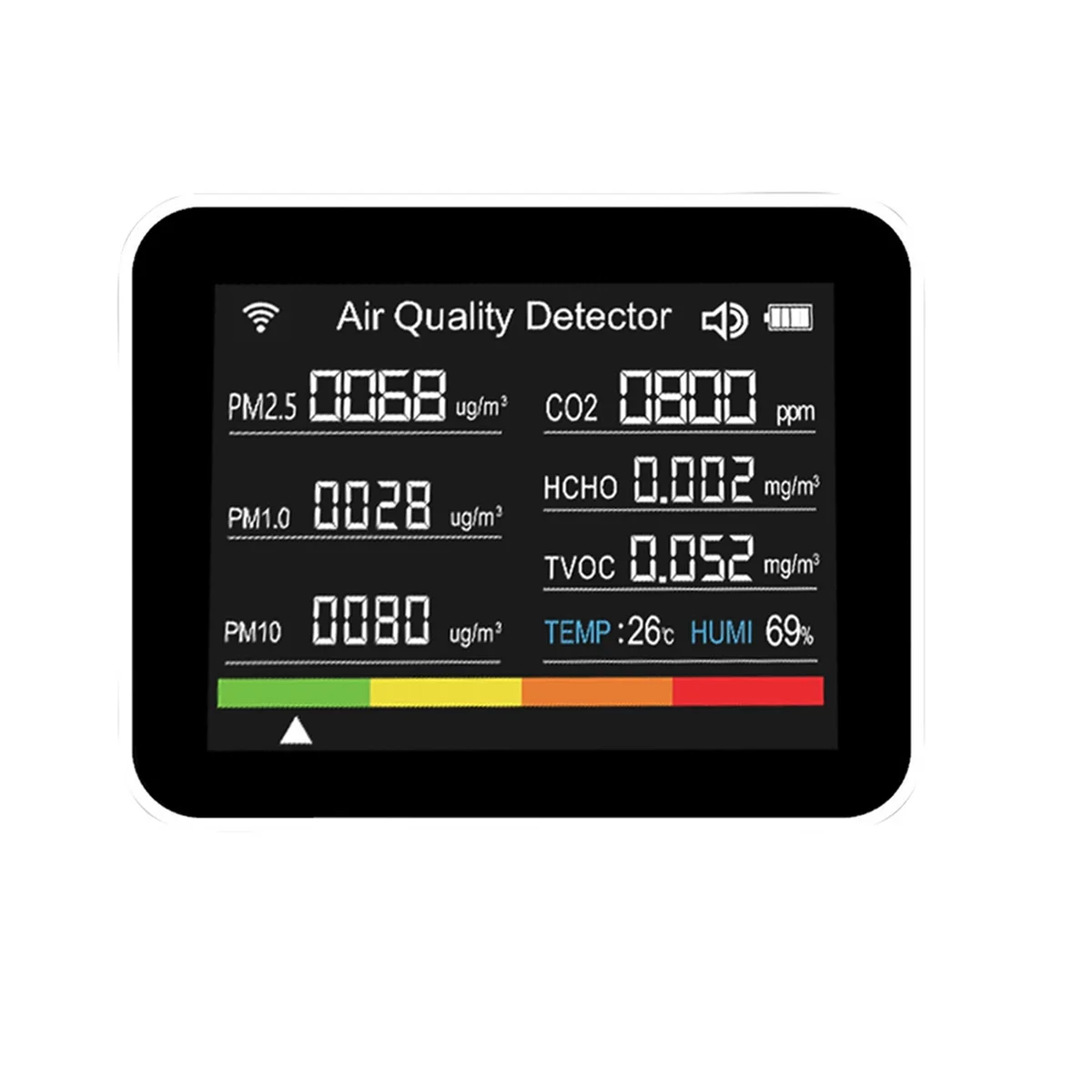ABNP 13 в 1 Tuya WIFI Монитор качества воздуха CO2/TVOC/HCHO/PM2.5/PM1.0/PM10/температура/влажность/время/дата/будильник/таймер-черный