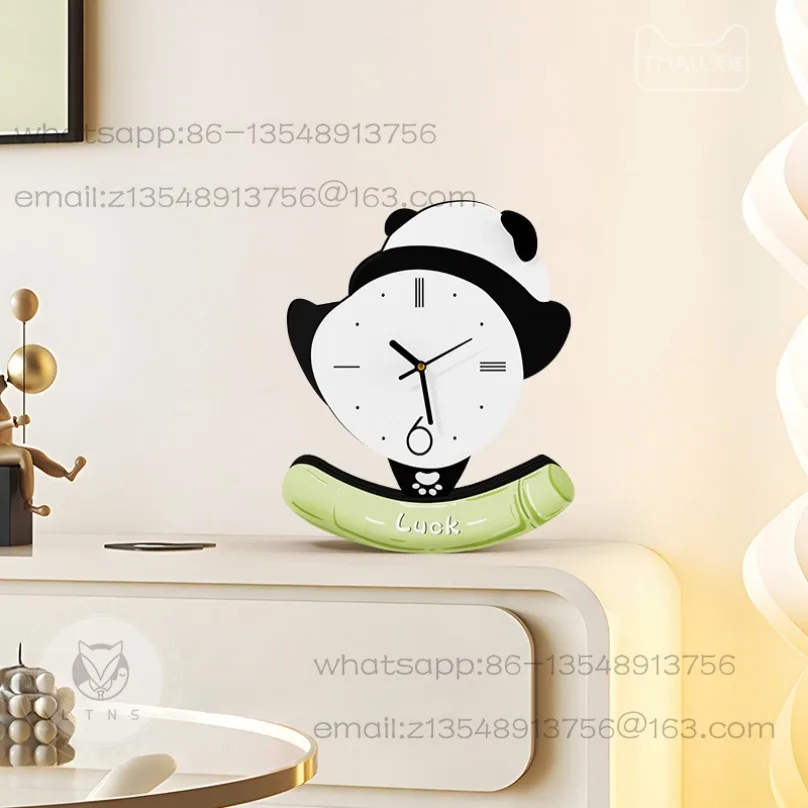 Panda desktop pendulum clock living room TV cabinet creative clock ornament
